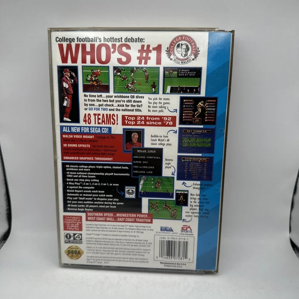 Bill Walsh College Football SEGA CD CIB Complete Manual Reg Card Excellent Disc
